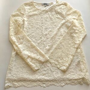 Company Ellen Tracy Cream Lace Blouse Women’s Size Small